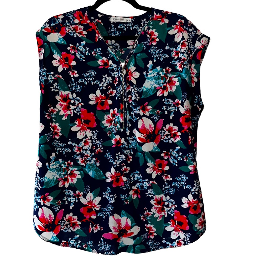 Revolution Cap Sleeved Zip Up Blouse